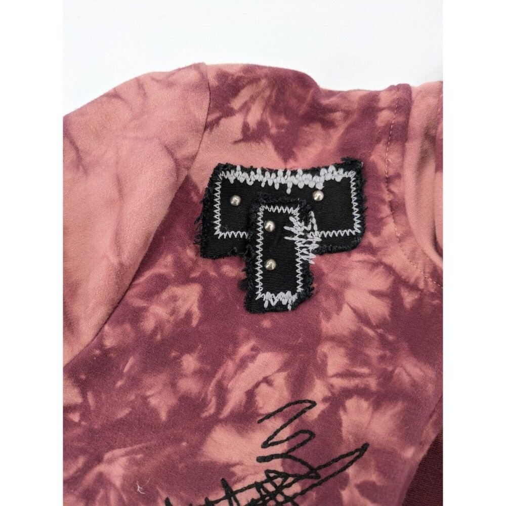 Rebel Spirit Pink Tie-Dye Zip Hoodie with Embroidered Patches - Picture 12 of 13
